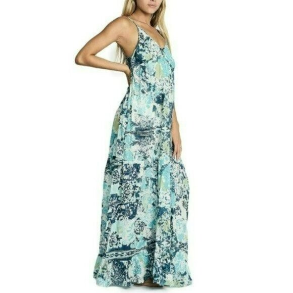 NWT DEBBIE KATZ Talulah Boho Floral Print Cotton Flowy Cover-up Beach Maxi Dress - Picture 3 of 7